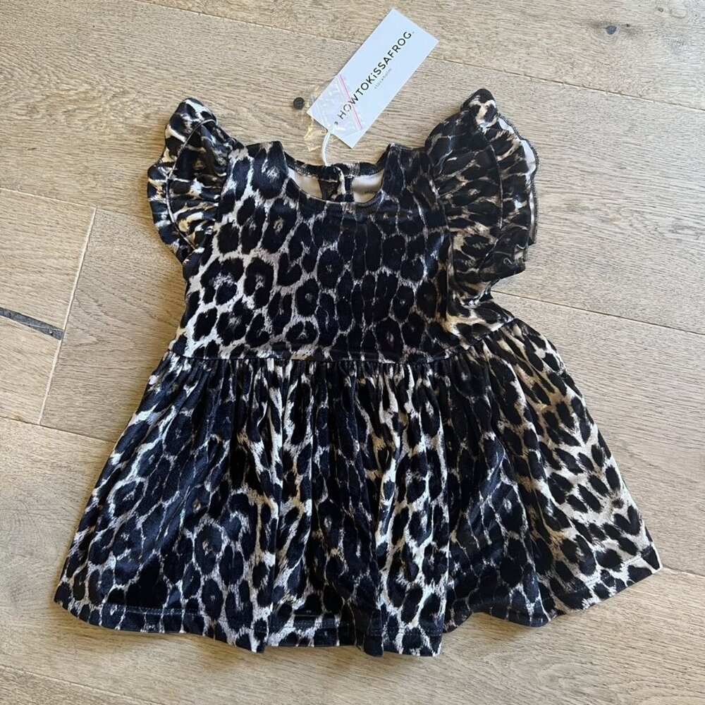 Leopard Velvet Ruffle Dress